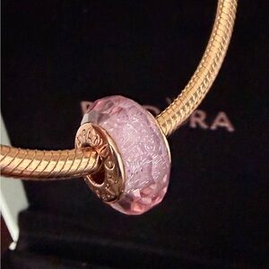 Pandora Rose Gold Shimmer Glittering Pink Faceted Murano